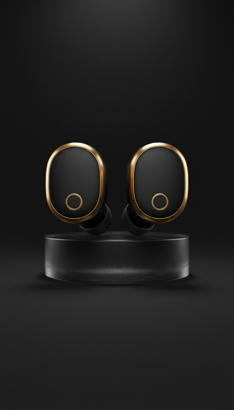 Gold-Trimmed Wireless Earbuds