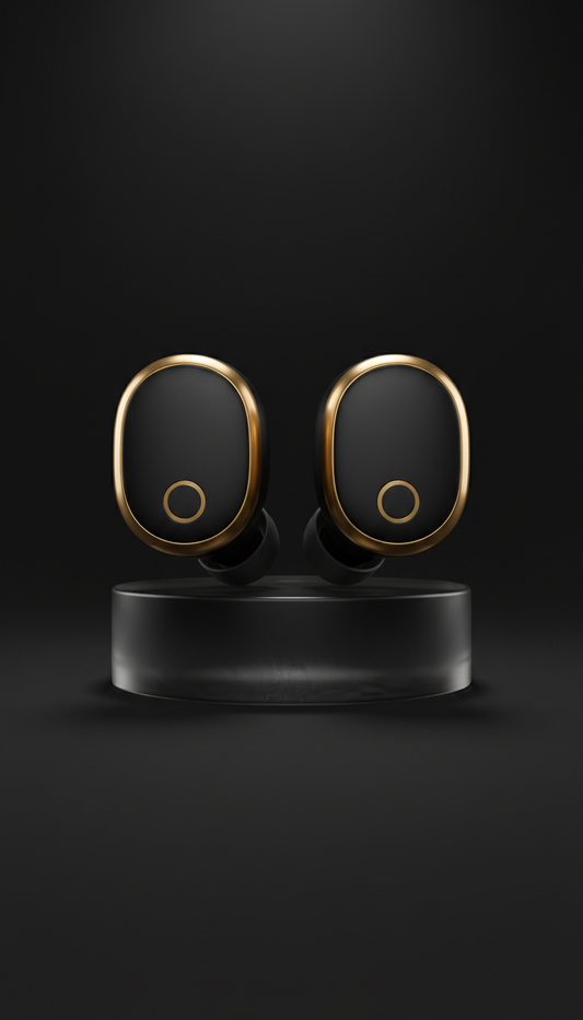 Gold-Trimmed Wireless Earbuds