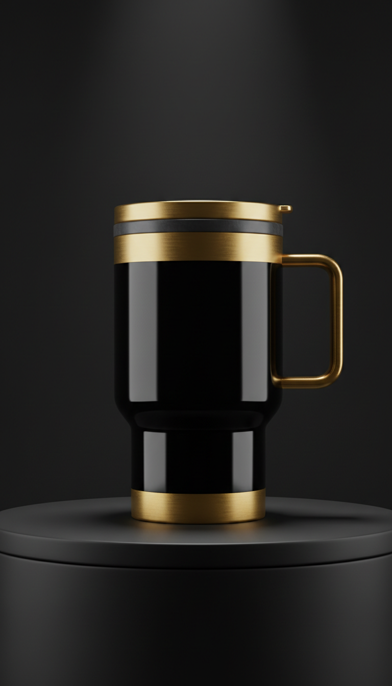 Obsidian and Gold Insulated Travel Mug