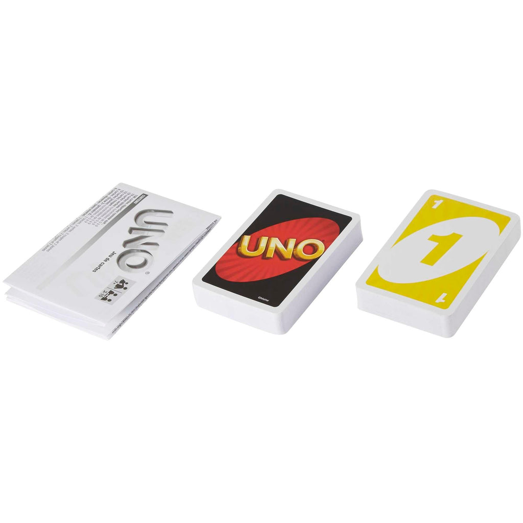 Mattel Games UNO Family Card Game, with 112 Cards, Travel-Friendly, Makes a Great Game for 7 Year Olds and Up