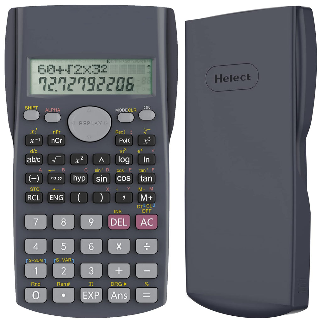 Helect 2-Line Engineering Scientific Calculator, Suitable for School and Business (Black)