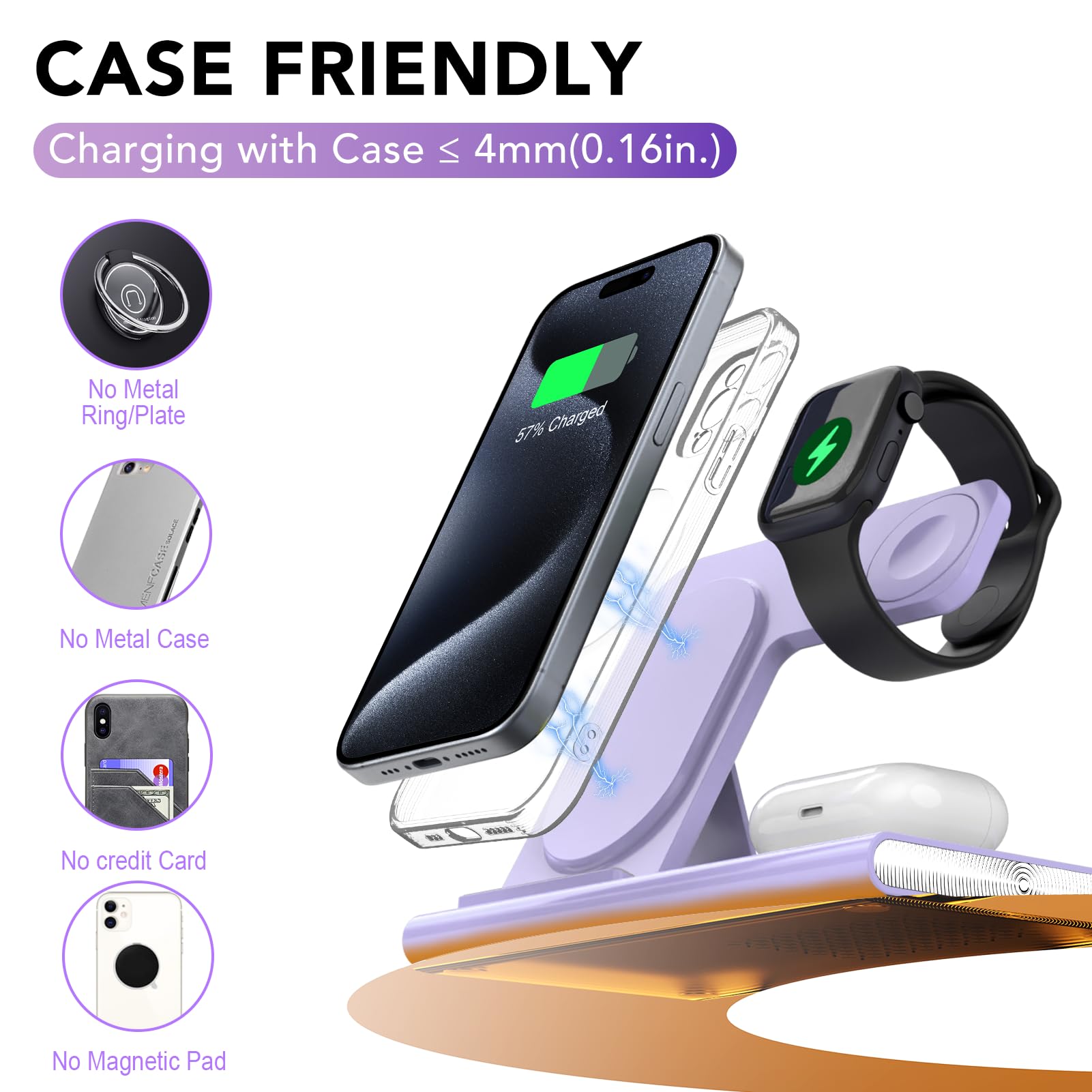 3 in 1 Foldable Charging Station for Apple Wireless Charger for iPhone 17 16 15 14 Series, Wireless Charging Station for iWatch Series 11 10 Ultra 3/2 SE 3/2 Charger for AirPods 4/3/2/Pro 3/Pro 2