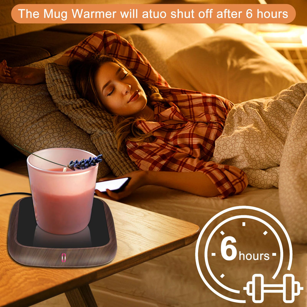 MYMULIKE Coffee Mug Warmer for Desk, Candle Warmer Plate, Coffee Warmer with 3 Temp Control (40-60 °C), Cup Warmer with 6-Hour Auto Off, Office Desk Electronic Gadgets