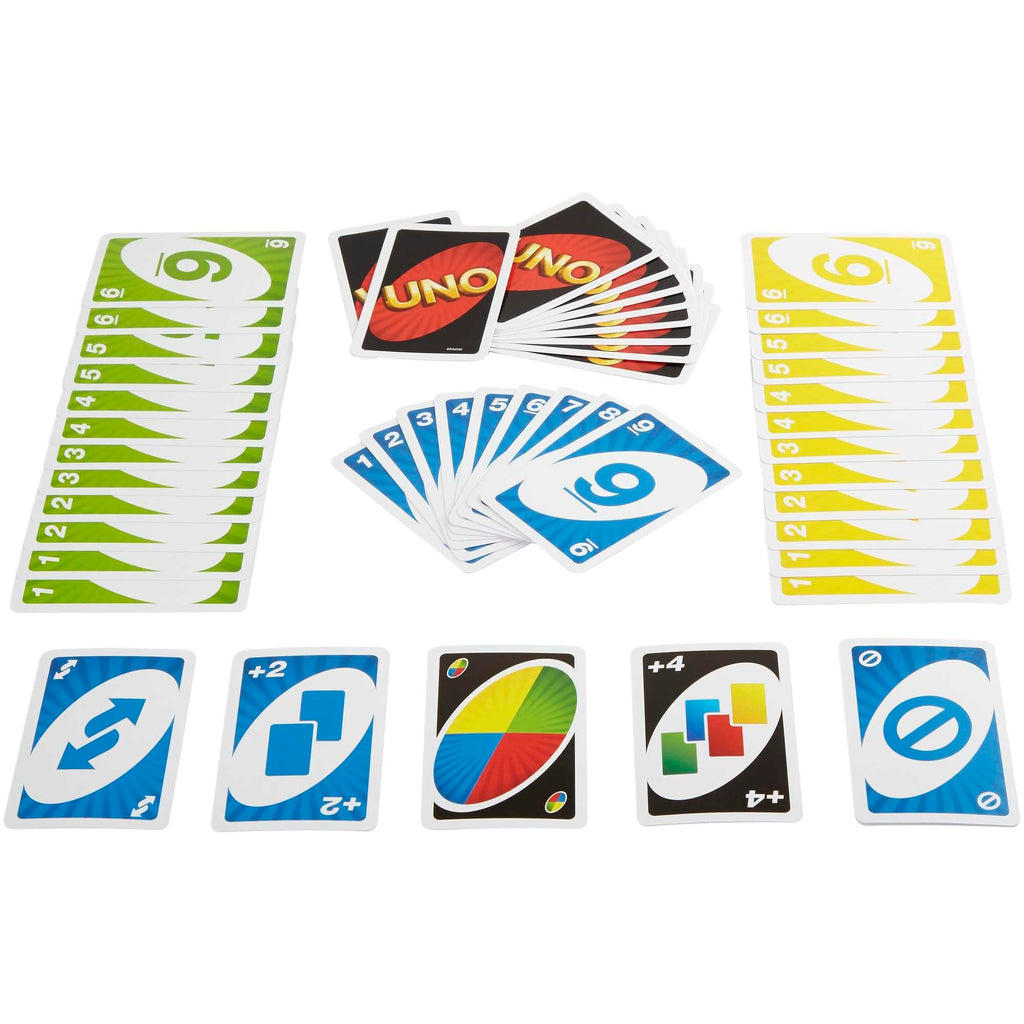Mattel Games UNO Family Card Game, with 112 Cards, Travel-Friendly, Makes a Great Game for 7 Year Olds and Up