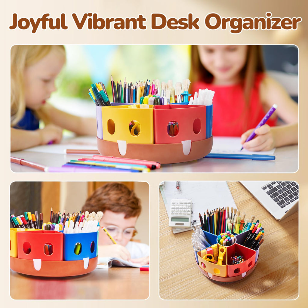 Gamenote Rotating Art Supply Organizer Lazy Susan Office School Supplies for Kids Desk Organizers and Storage Homeschool Craft Caddy Classroom Organization (Large)