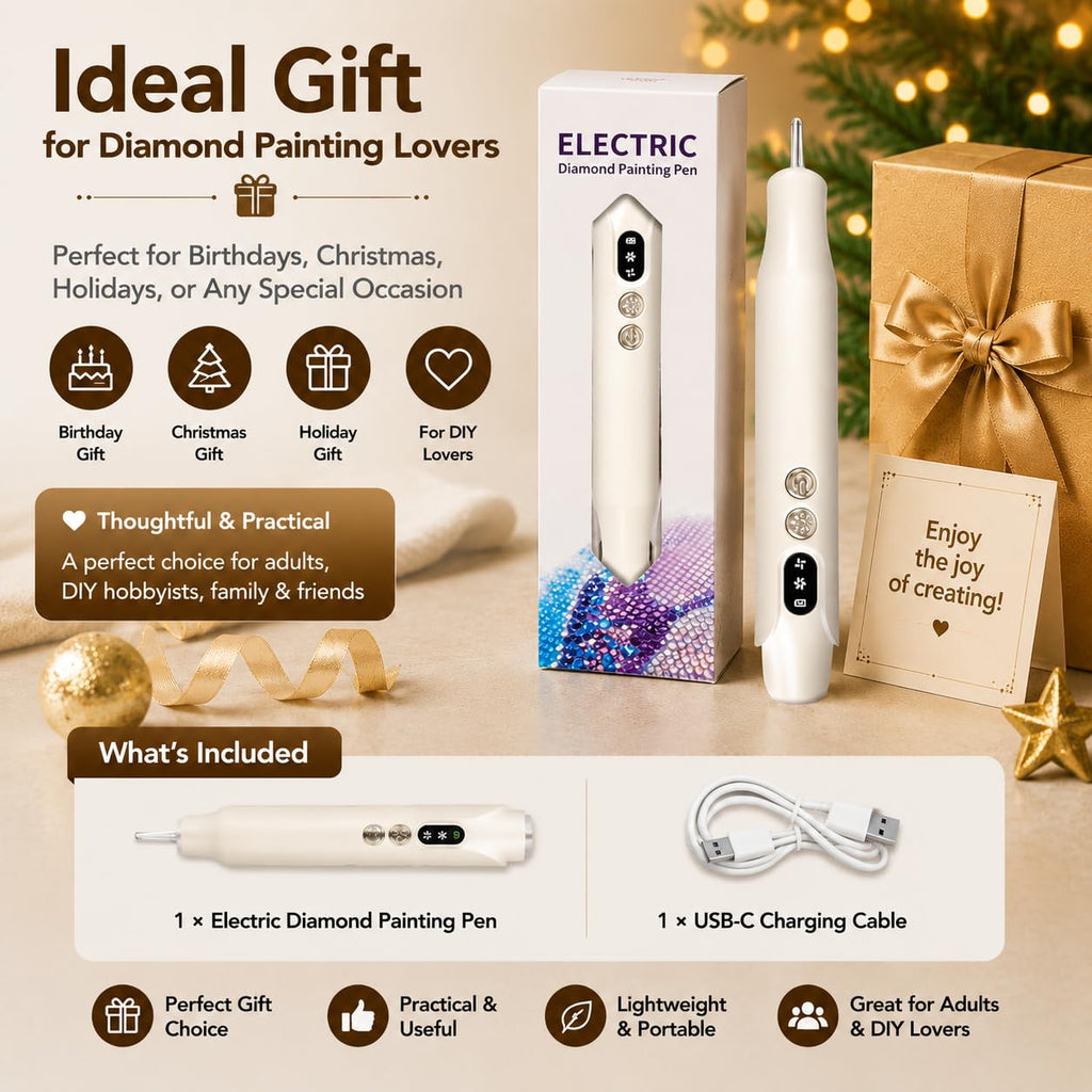 Blavna Electric Diamond Painting Pen with Warm LED Light & Clear Tip, 2-Speed Quiet Suction, No Wax Needed, Ergonomic Cordless USB-C Rechargeable Vacuum Pen for Adults, DIY Craft & Diamond Art
