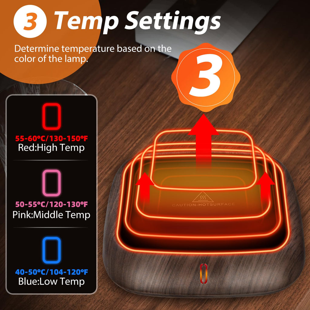 MYMULIKE Coffee Mug Warmer for Desk, Candle Warmer Plate, Coffee Warmer with 3 Temp Control (40-60 °C), Cup Warmer with 6-Hour Auto Off, Office Desk Electronic Gadgets