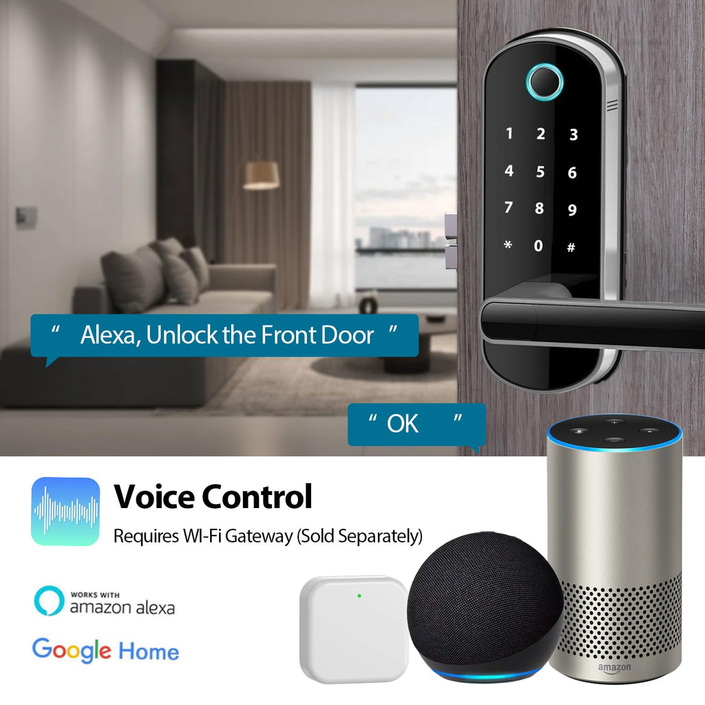 Smart Lock with Handle, Smart Electronic Lock with Handle, Digital Fingerprint Door Lock, Keypad Keyless Entry Door Lock, Door Knob, Door Lever, Alternatives to Deadbolts