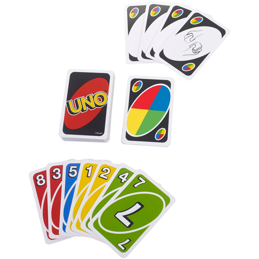 Mattel Games UNO Family Card Game, with 112 Cards, Travel-Friendly, Makes a Great Game for 7 Year Olds and Up