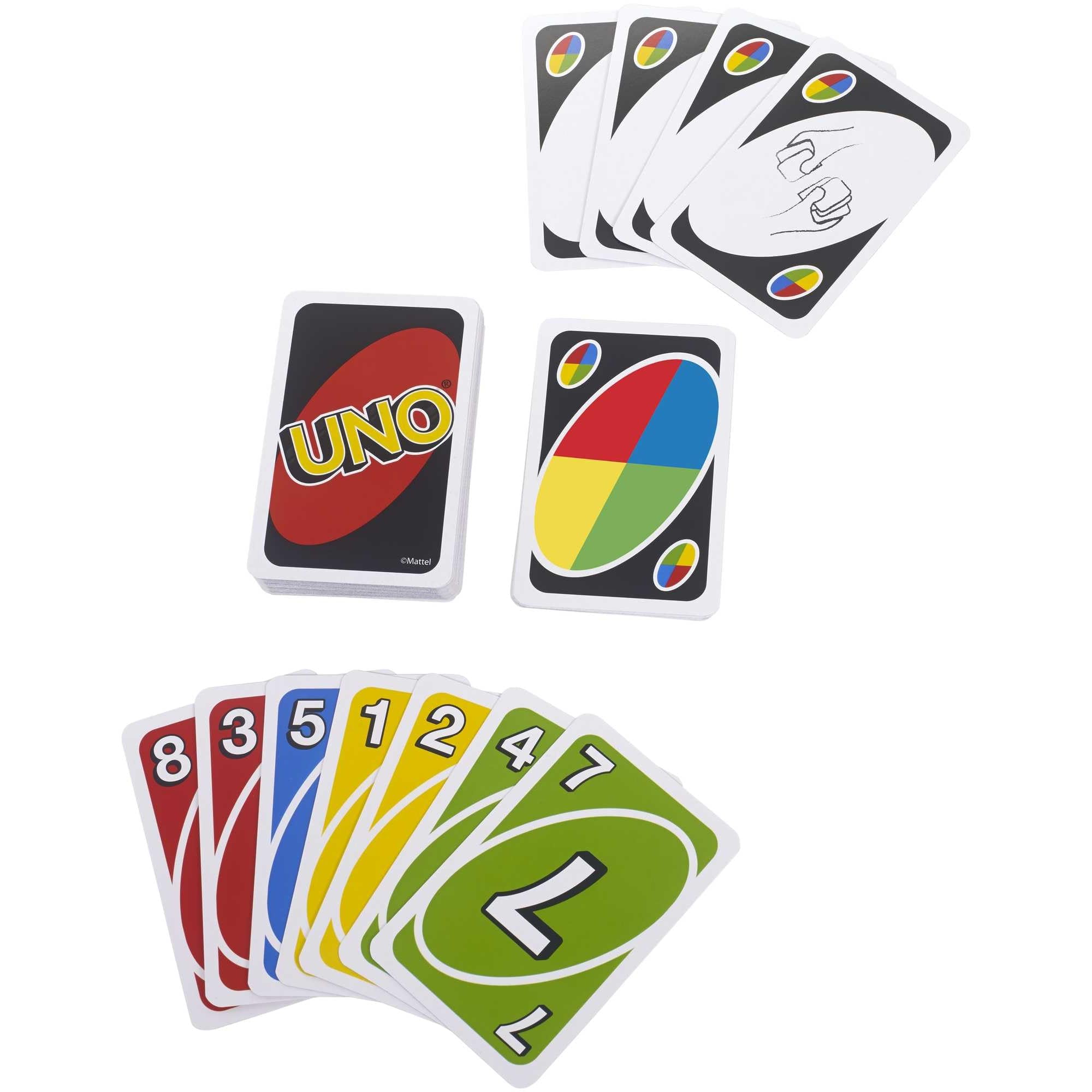 Mattel Games UNO Family Card Game, with 112 Cards, Travel-Friendly, Makes a Great Game for 7 Year Olds and Up