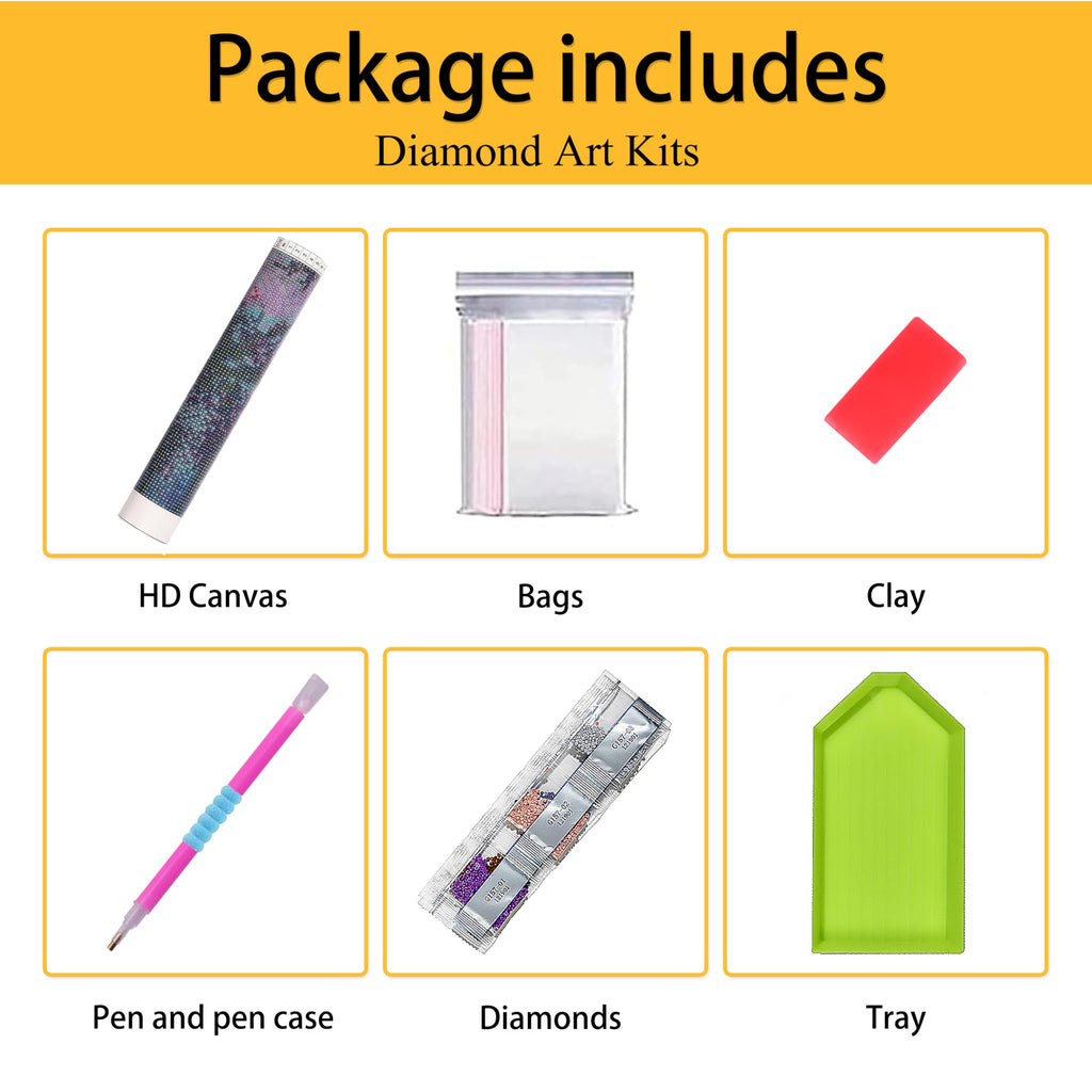 Mowana 6pack Diamond Painting Kits for Adults, Animals Diamond Art Kits for Adults Beginners, 5D DIY Full Drill Round Diamond Paintings Peinture Diamant Pour Adulte Wall Decor (11.8x15.7inch)