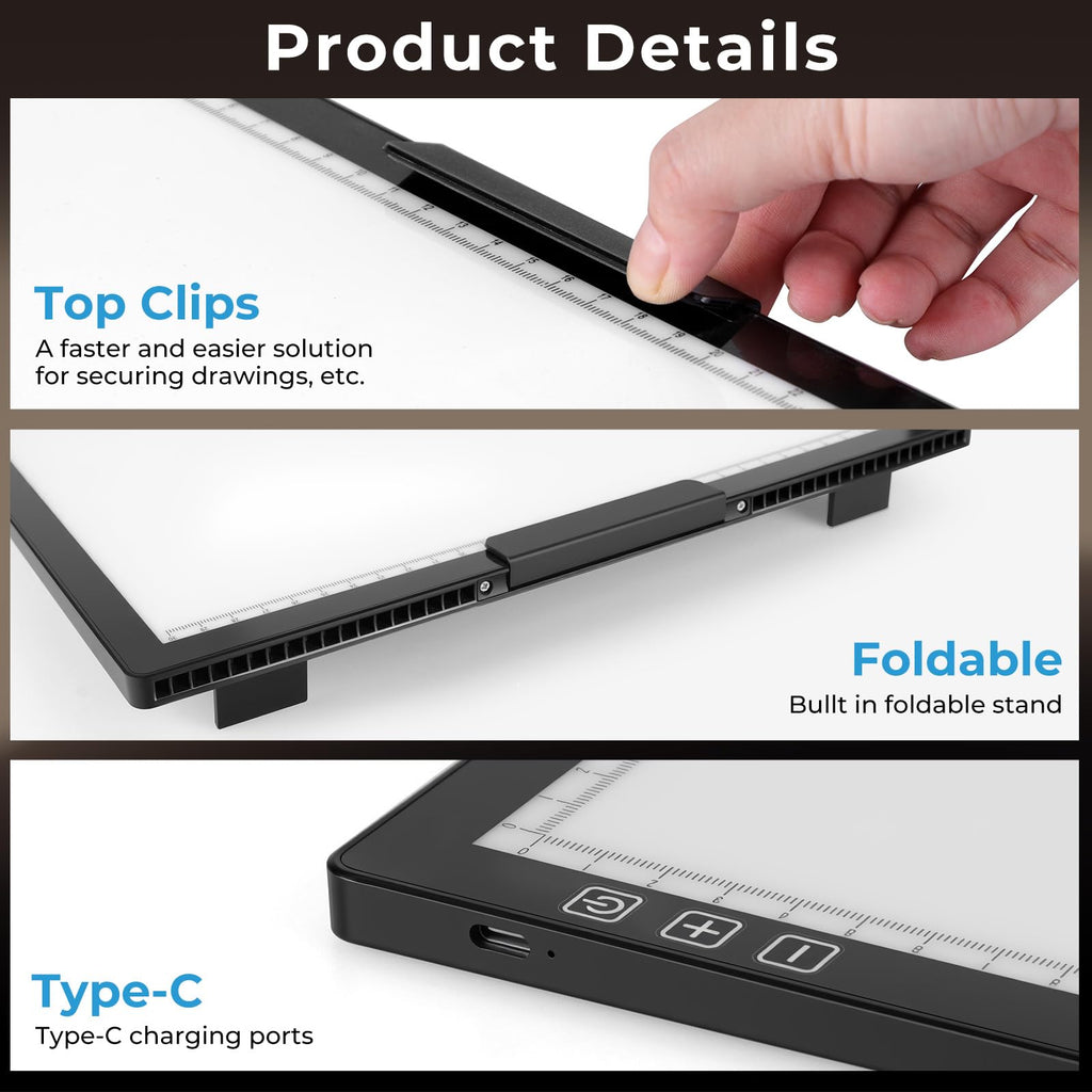 Bylitodt Cordless A4 Light Pad, Diamond Art Light Board, Lightbox for Tracing and Drawing with 6 Brightness, Tracing Pad for Weeding Vinyl, Sketching, Diamond Painting Accessories