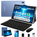 2026 Android 15 Tablet, 10 Inch Octa-Core Tablets 22GB+128GB+1TB Expand, 2-in-1 Electronic Tablet with Keyboard Mouse, 8000mAh, 1280x800 IPS Display, GPS,Widevine L1, Split Screen, Metal Body -Blue
