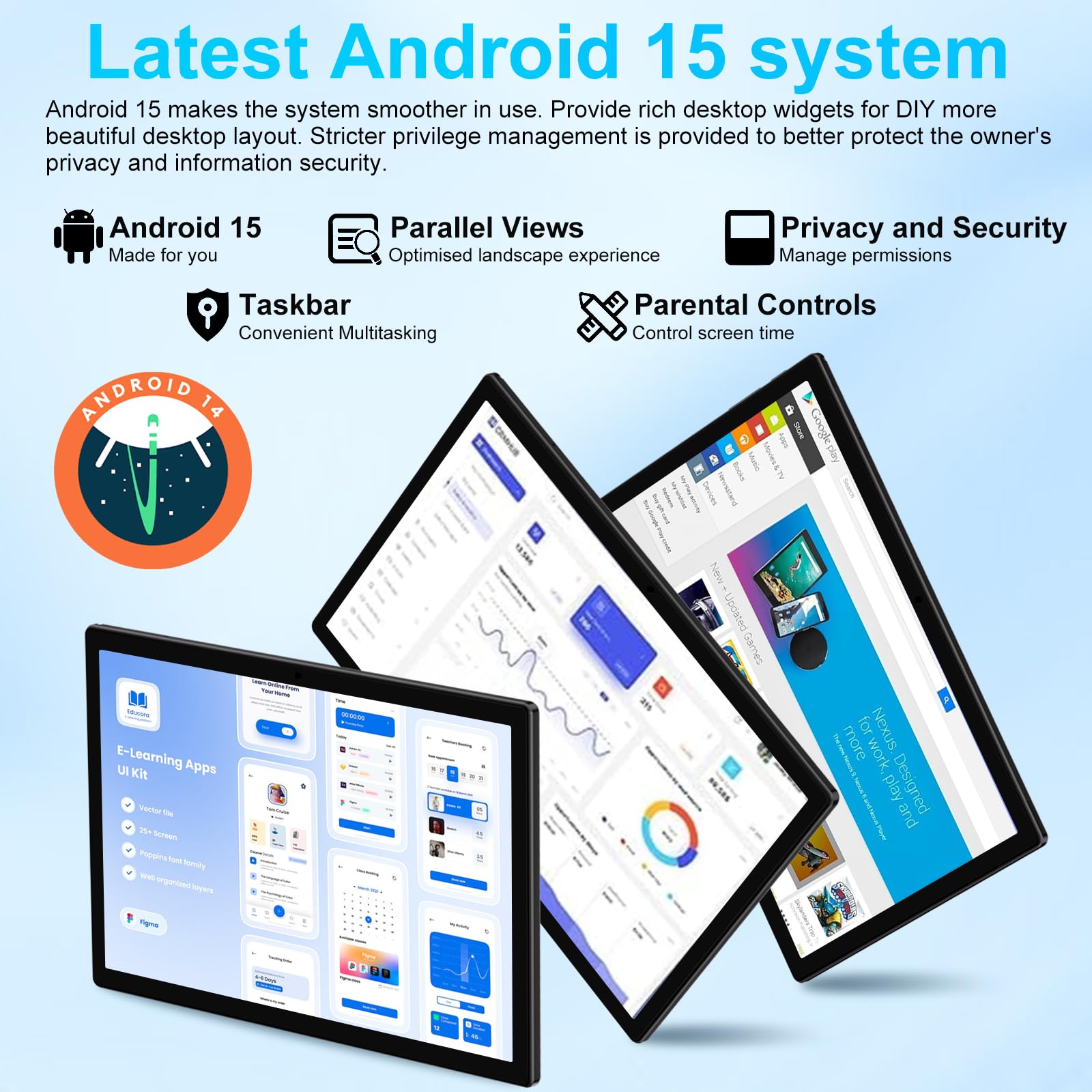 2026 Android 15 Tablet, 10 Inch Octa-Core Tablets 22GB+128GB+1TB Expand, 2-in-1 Electronic Tablet with Keyboard Mouse, 8000mAh, 1280x800 IPS Display, GPS,Widevine L1, Split Screen, Metal Body -Blue