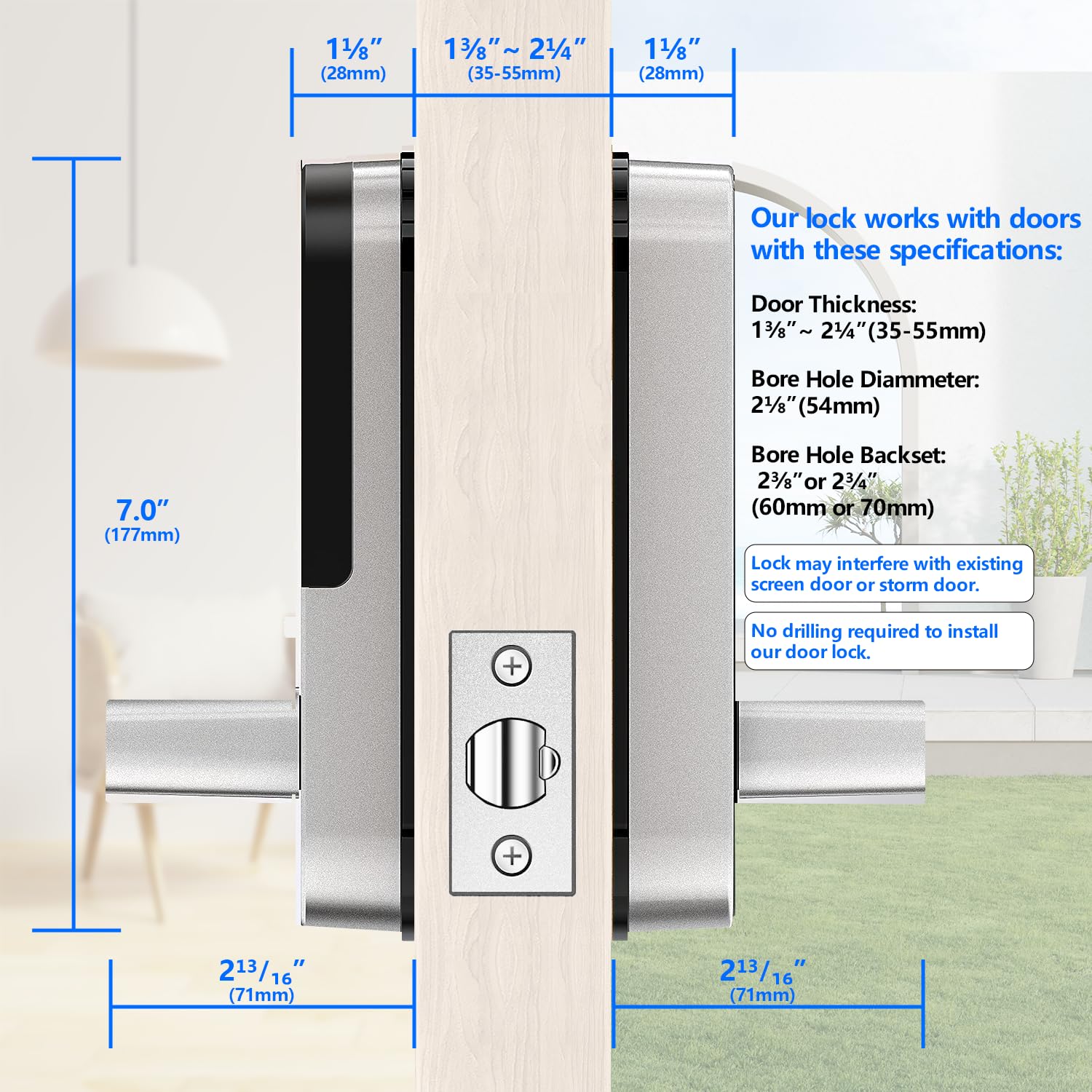 Smart Lock with Handle, Smart Electronic Lock with Handle, Digital Fingerprint Door Lock, Keypad Keyless Entry Door Lock, Door Knob, Door Lever, Alternatives to Deadbolts