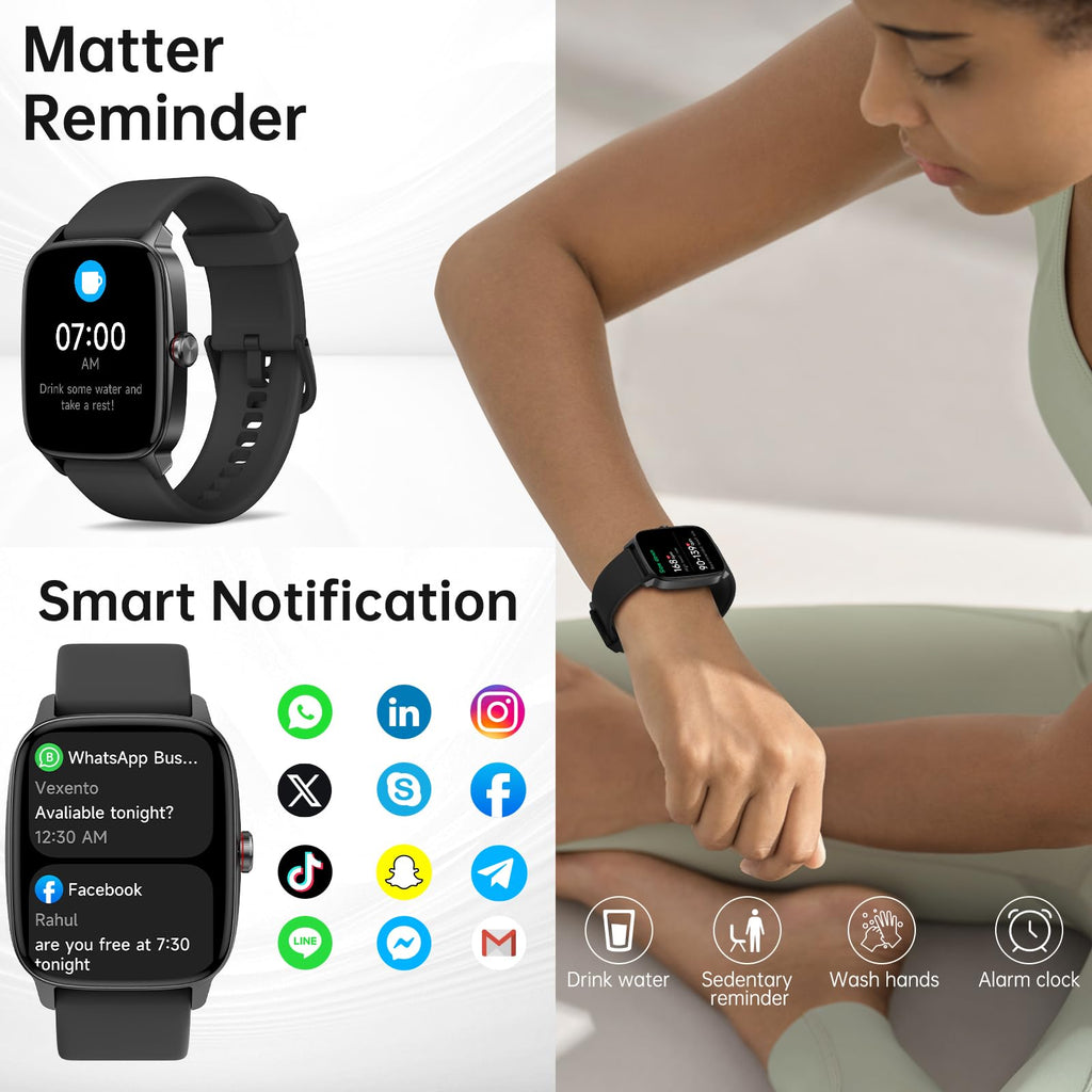 Smart Watch for Men Women, Bluetooth Call Smartwatch with AI Voice, 1.85" HD DIY Dial Fitness Watch, Heart Rate/SpO2/Steps/Sleep Monitor, 100+ Sports Modes, IP68 Waterproof Watch for Android iOS
