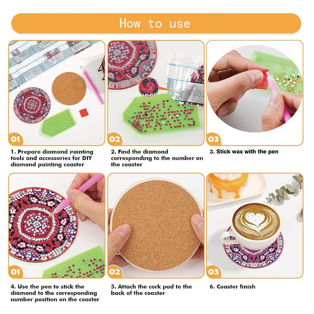 Muzagroo Art Cute Animals Diamond Painting Coasters Kits with Holder Diamond Art Coaster for Beginners Diamond Paintings Kits for Adults Stress-reducing Handicrafts 8 PCS (Animals)