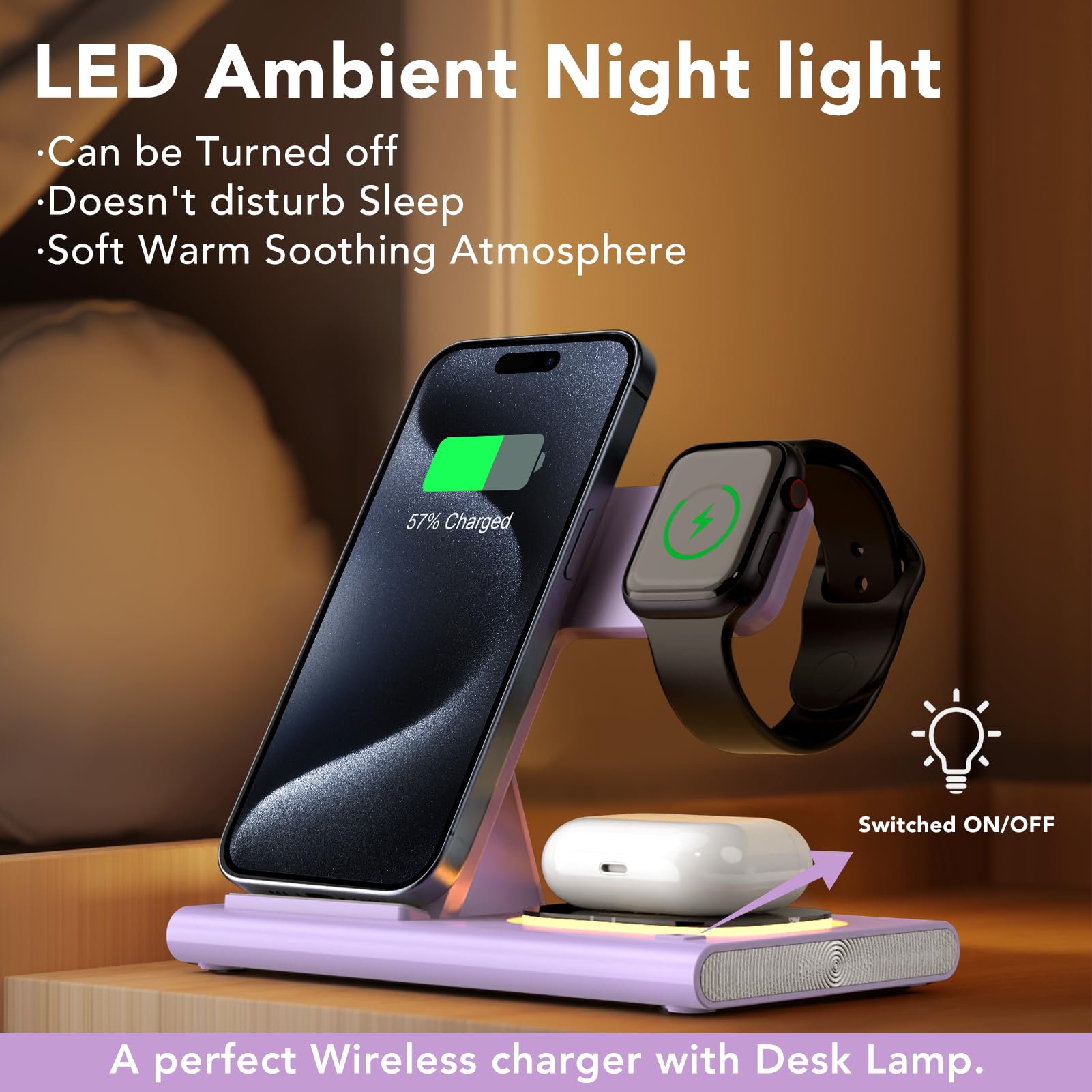 3 in 1 Foldable Charging Station for Apple Wireless Charger for iPhone 17 16 15 14 Series, Wireless Charging Station for iWatch Series 11 10 Ultra 3/2 SE 3/2 Charger for AirPods 4/3/2/Pro 3/Pro 2