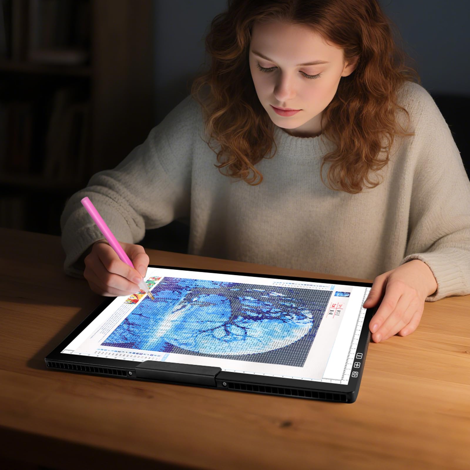 Bylitodt Cordless A4 Light Pad, Diamond Art Light Board, Lightbox for Tracing and Drawing with 6 Brightness, Tracing Pad for Weeding Vinyl, Sketching, Diamond Painting Accessories