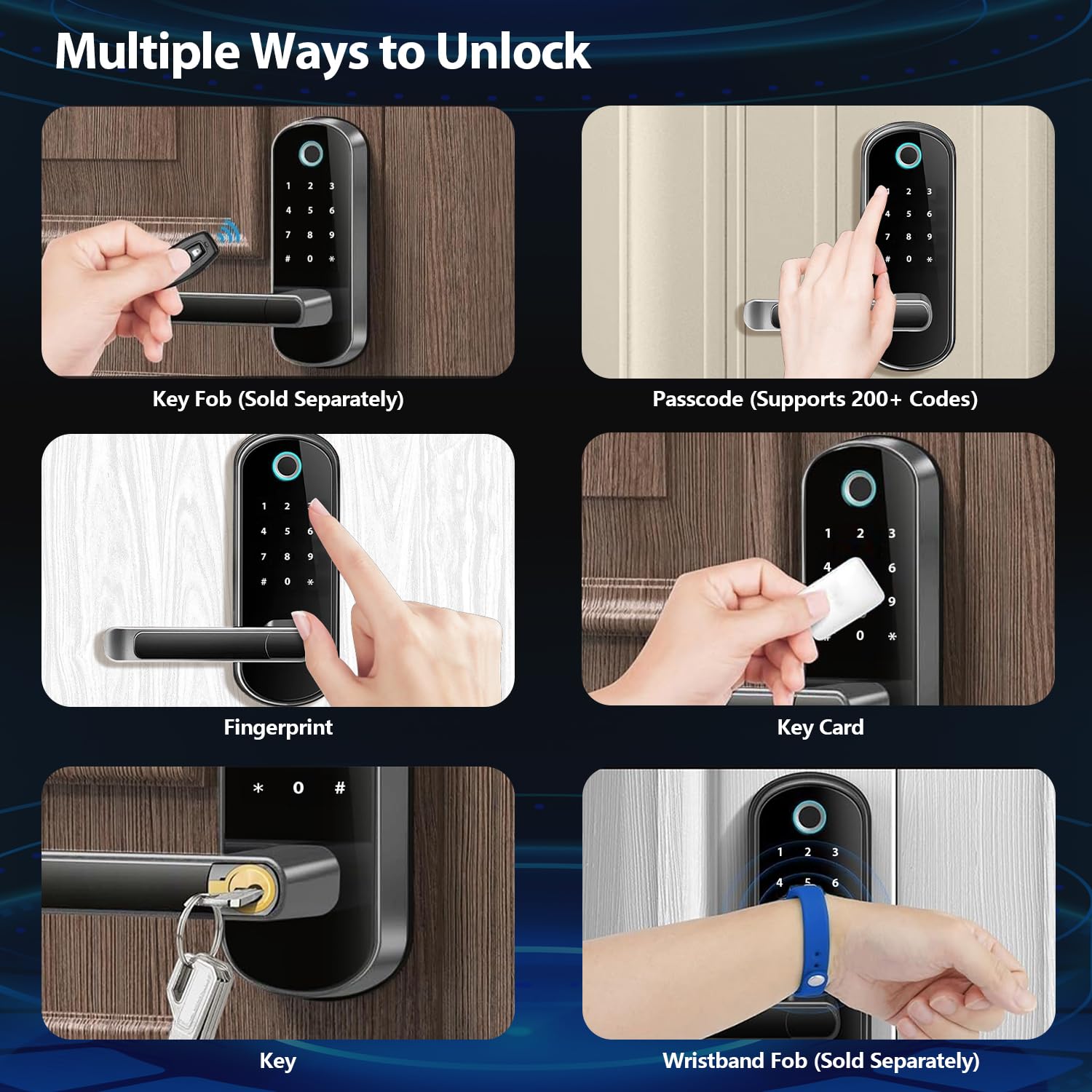 Smart Lock with Handle, Smart Electronic Lock with Handle, Digital Fingerprint Door Lock, Keypad Keyless Entry Door Lock, Door Knob, Door Lever, Alternatives to Deadbolts