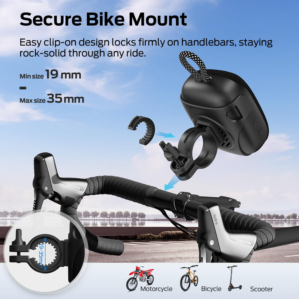 Monster S300 Portable Bluetooth Speaker, IPX7 Waterproof Wireless Bike Speaker with RGB Lights, Powerful Sound, 10H Playtime, Bluetooth 6.0, Bike Accessories, TWS, for Outdoors/Travel/Home, Black