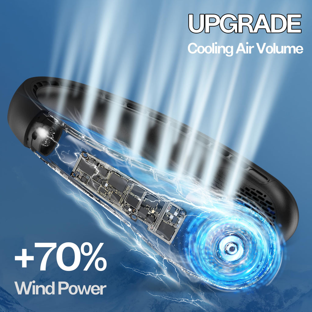 Portable Neck Fan with LED Display & 360° Cooling Airflow, 3 Speed Settings Bladeless Cooler, 4000mAh Rechargeable Battery, Ultra-Quiet Personal Fan for Home, Office, Travel, Sports