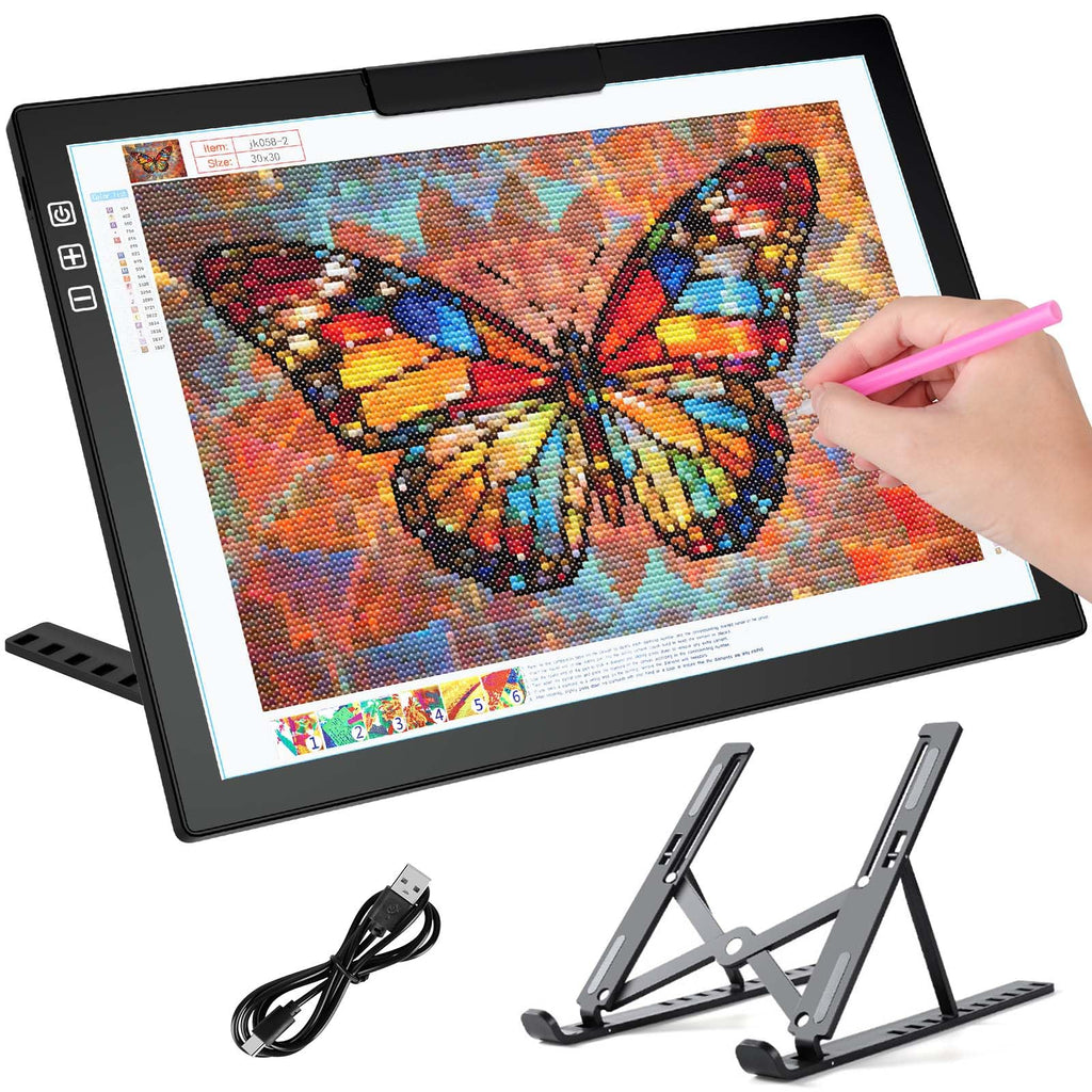 Bylitodt Cordless A4 Light Pad, Diamond Art Light Board, Lightbox for Tracing and Drawing with 6 Brightness, Tracing Pad for Weeding Vinyl, Sketching, Diamond Painting Accessories
