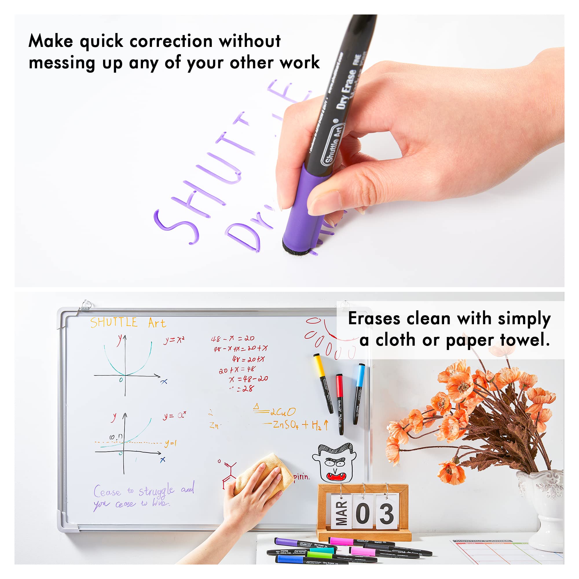 Shuttle Art Dry Erase Markers, 15 Colors Magnetic Whiteboard Markers, Fine Point, Perfect For Writing on Whiteboards, Dry-Erase Boards,Mirrors for School Office Home