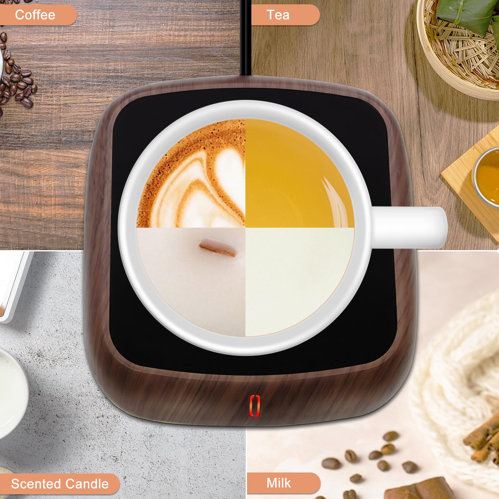 MYMULIKE Coffee Mug Warmer for Desk, Candle Warmer Plate, Coffee Warmer with 3 Temp Control (40-60 °C), Cup Warmer with 6-Hour Auto Off, Office Desk Electronic Gadgets