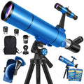 HUGERSTAR Telescope for Adults Astronomy Professional, 80mm Aperture 500mm (20X-150X) Refractor Telescope for Beginners, Portable Travel Telescopes with Tripod, Phone Adapter, Stickers & Backpack