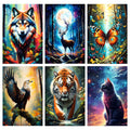 Mowana 6pack Diamond Painting Kits for Adults, Animals Diamond Art Kits for Adults Beginners, 5D DIY Full Drill Round Diamond Paintings Peinture Diamant Pour Adulte Wall Decor (11.8x15.7inch)