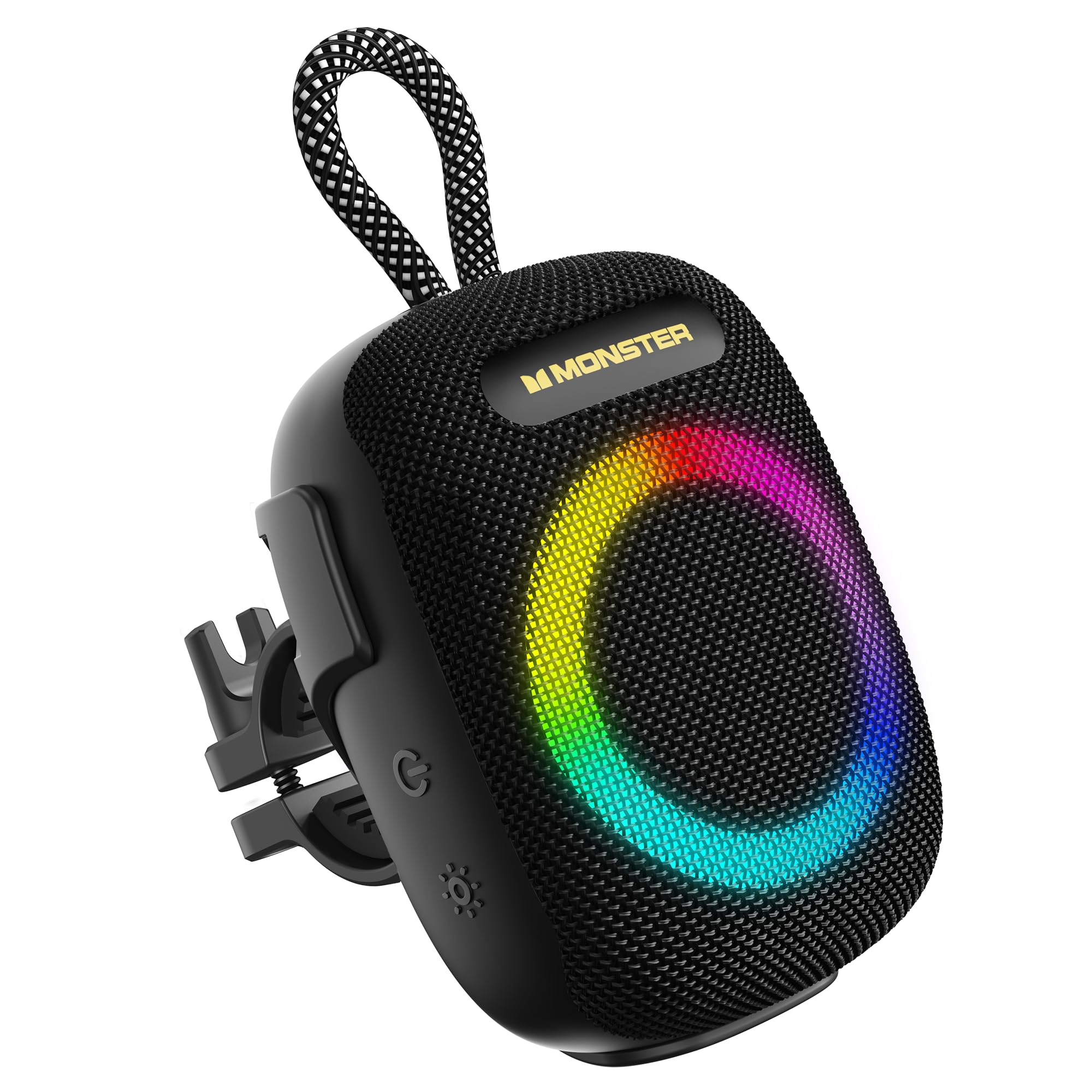 Monster S300 Portable Bluetooth Speaker, IPX7 Waterproof Wireless Bike Speaker with RGB Lights, Powerful Sound, 10H Playtime, Bluetooth 6.0, Bike Accessories, TWS, for Outdoors/Travel/Home, Black