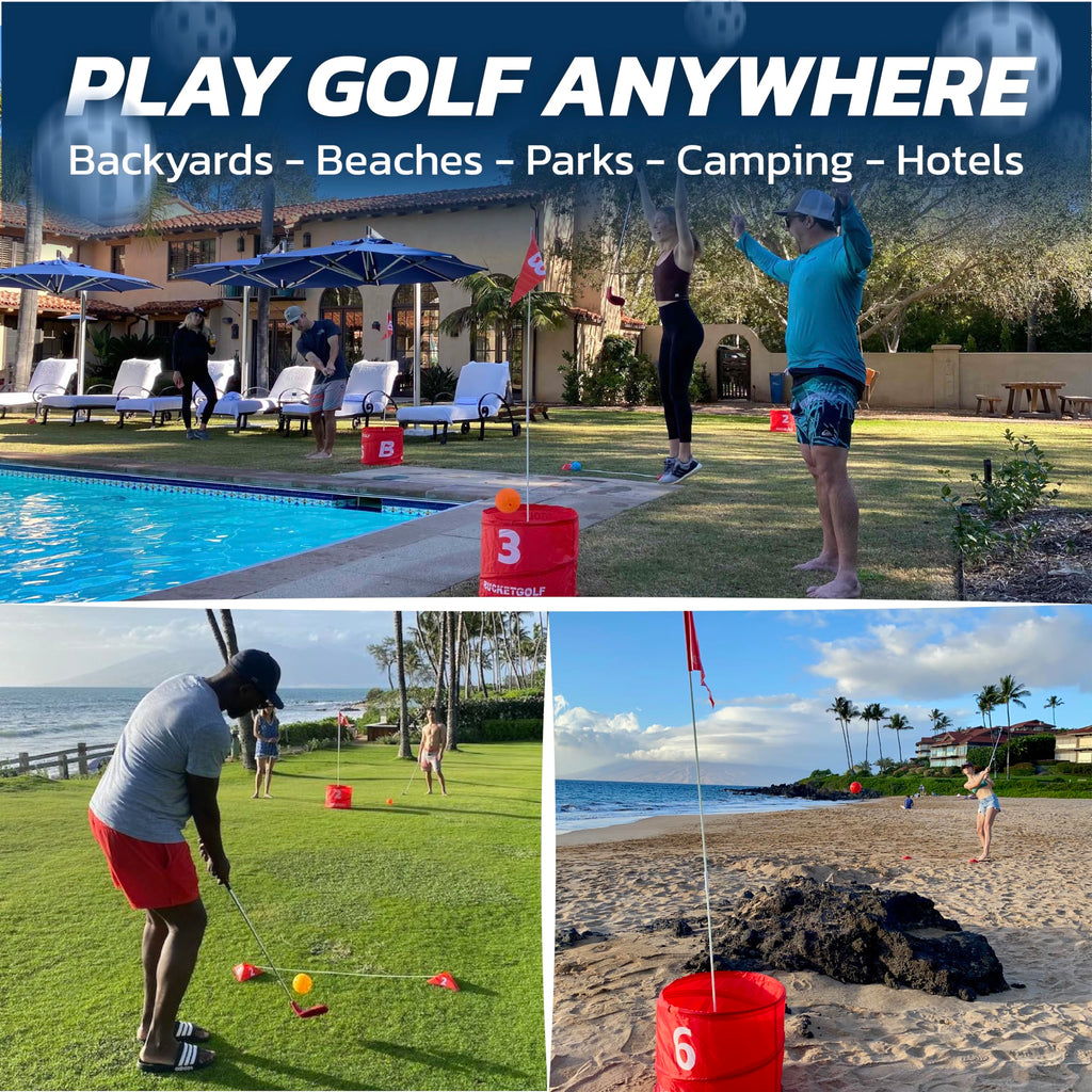 bucketgolf Game Pro The Ultimate Backyard Golf Game for Family, Adults and Kids - Portable 9 Hole Golf Course Play Outdoor, Lawn, Park (Without Clubs)