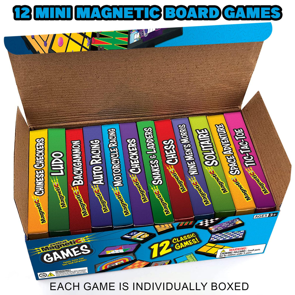 Gamie Magnetic Board Travel Games for Kids, Includes 12 Retro Fun Games - 5" Compact Design, Individually Boxed Travel Essentials for Kids Road Trip/Airplane/Camping, Stocking Stuffers for All Ages