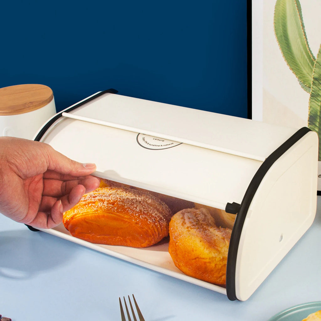 Retro Bread Bin Decorative Iron Practical with Lid Durable Dustproof Storage