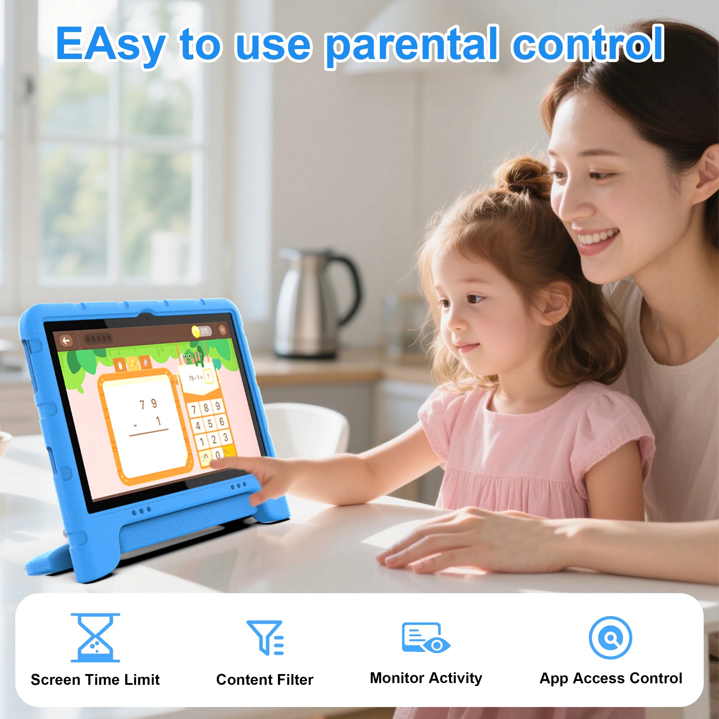 10 inch children's tablet, Android 13 tablet, with shock resistant protective case holder, 2GB RAM, 64GB ROM, 1T expansion, Wifi