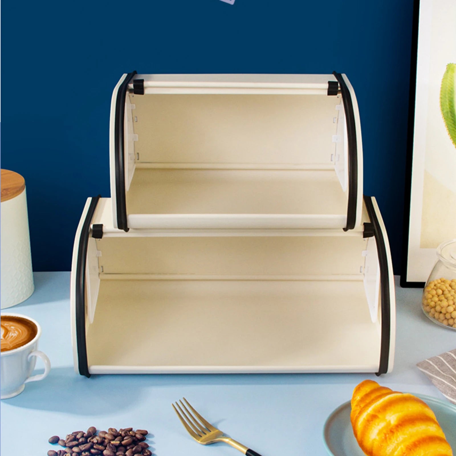 Retro Bread Bin Decorative Iron Practical with Lid Durable Dustproof Storage