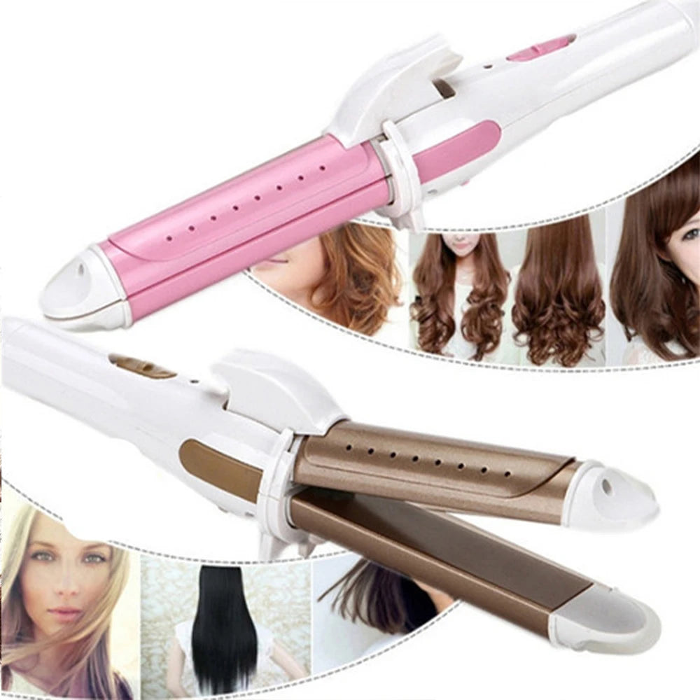 Hair Straightener & Curler - 2-in-1 Travel Size