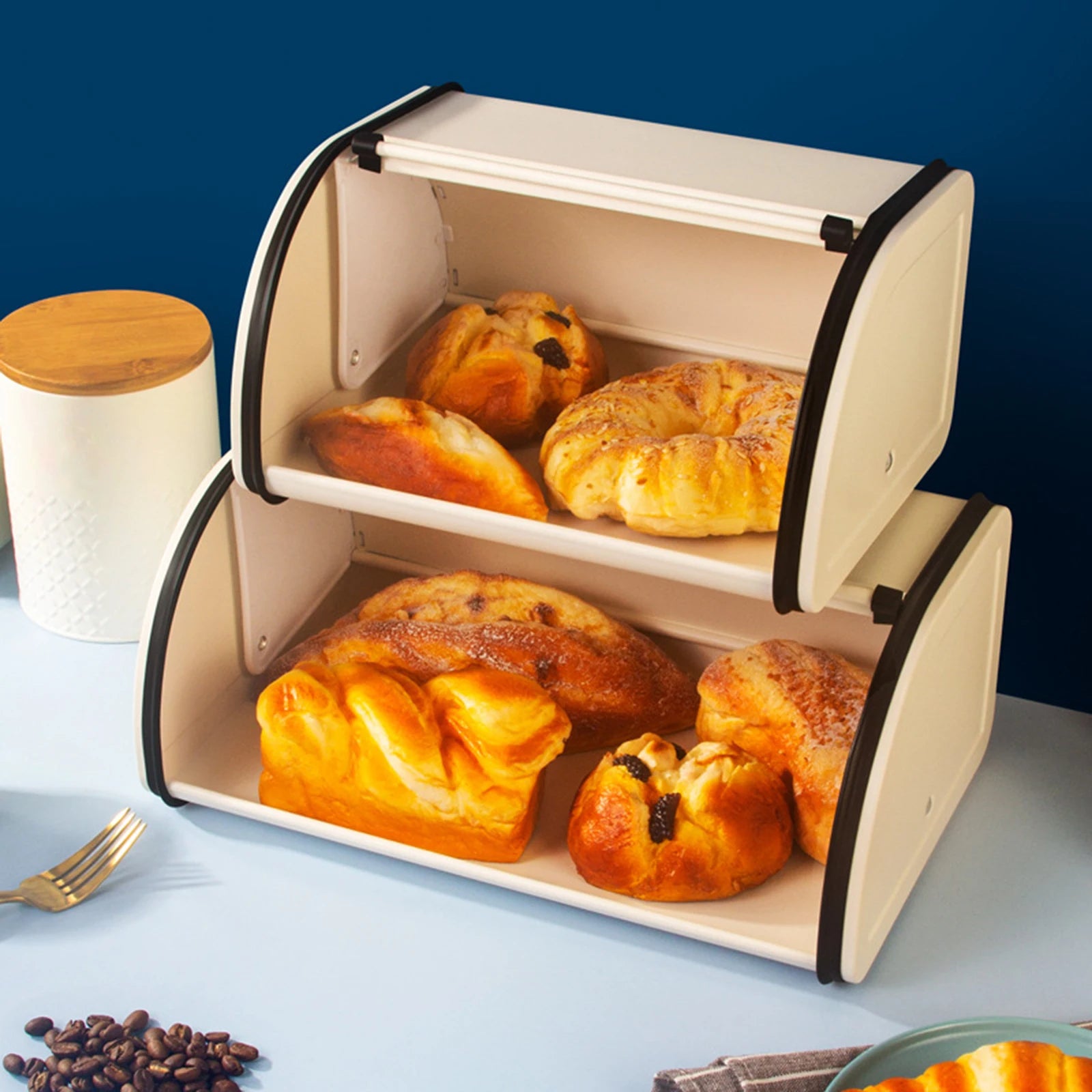 Retro Bread Bin Decorative Iron Practical with Lid Durable Dustproof Storage