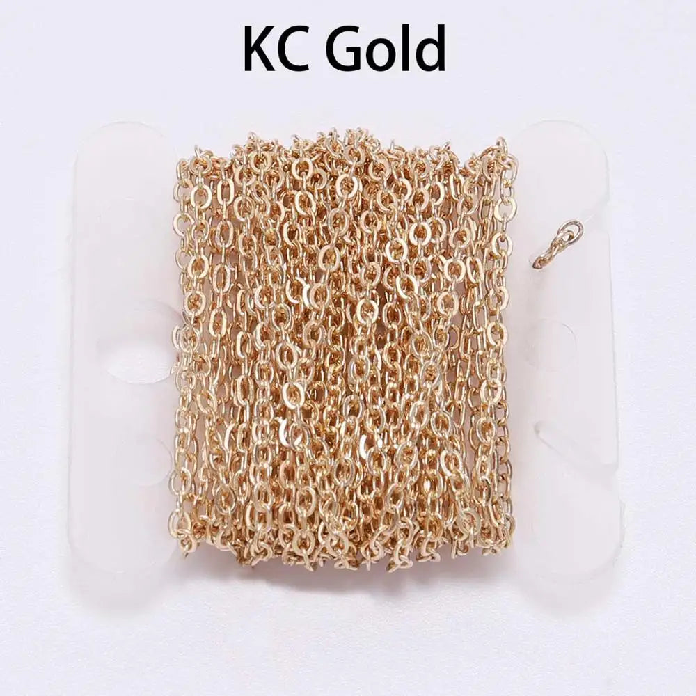 5m/Lot Gold/Bronze Color Plated Oval Link Necklace Chain for DIY Jewelry Making Findings Necklace Chains Materials Handmade