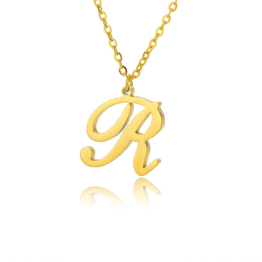 Dainty Initial Letter Necklaces For Women Gold Color Minimalist  Stainless Steel Initial Necklace Femme Wedding Jewelry Gift