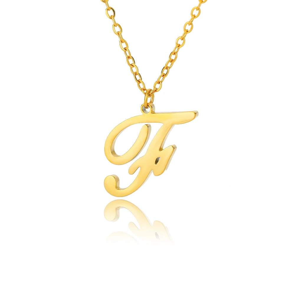 Dainty Initial Letter Necklaces For Women Gold Color Minimalist  Stainless Steel Initial Necklace Femme Wedding Jewelry Gift