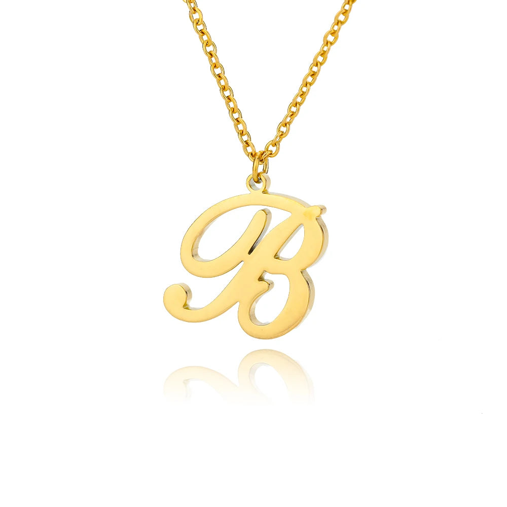 Dainty Initial Letter Necklaces For Women Gold Color Minimalist  Stainless Steel Initial Necklace Femme Wedding Jewelry Gift