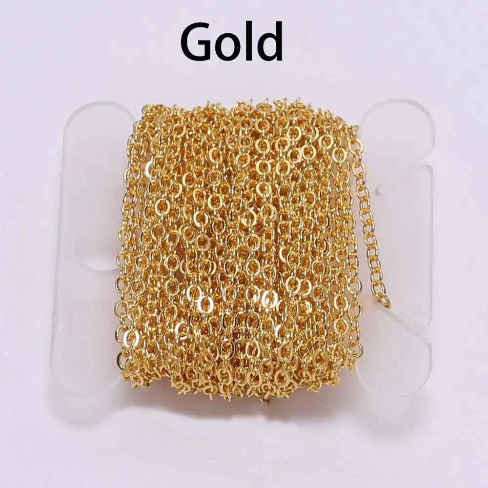 5m/Lot Gold/Bronze Color Plated Oval Link Necklace Chain for DIY Jewelry Making Findings Necklace Chains Materials Handmade