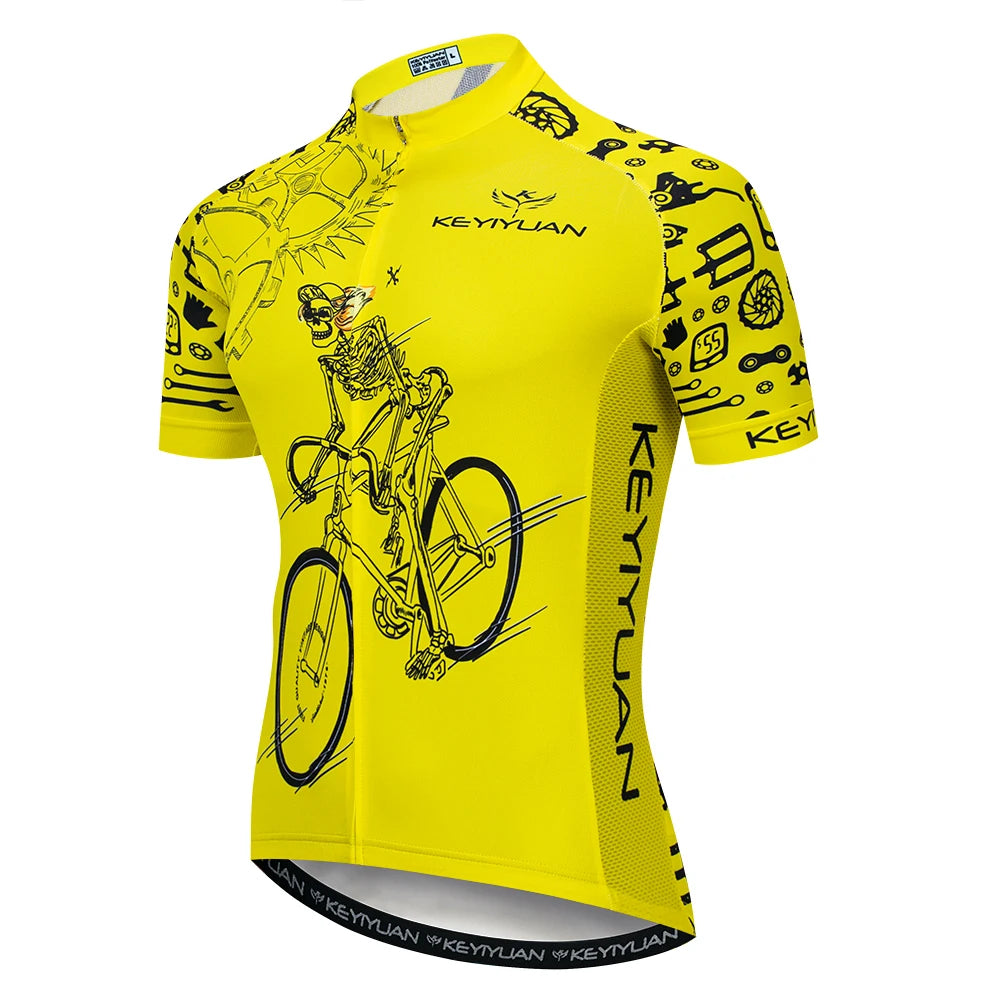 Keyiyuan Men's Cycling Jersey Yellow Short Sleeve Top