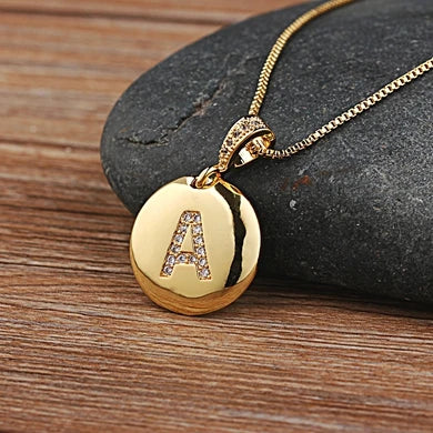Nidin Top Quality Women Girls Initial Letter Necklace 26 A-Z Charm Neck Pendants Copper CZ Jewelry Personal Gifts Wholesale