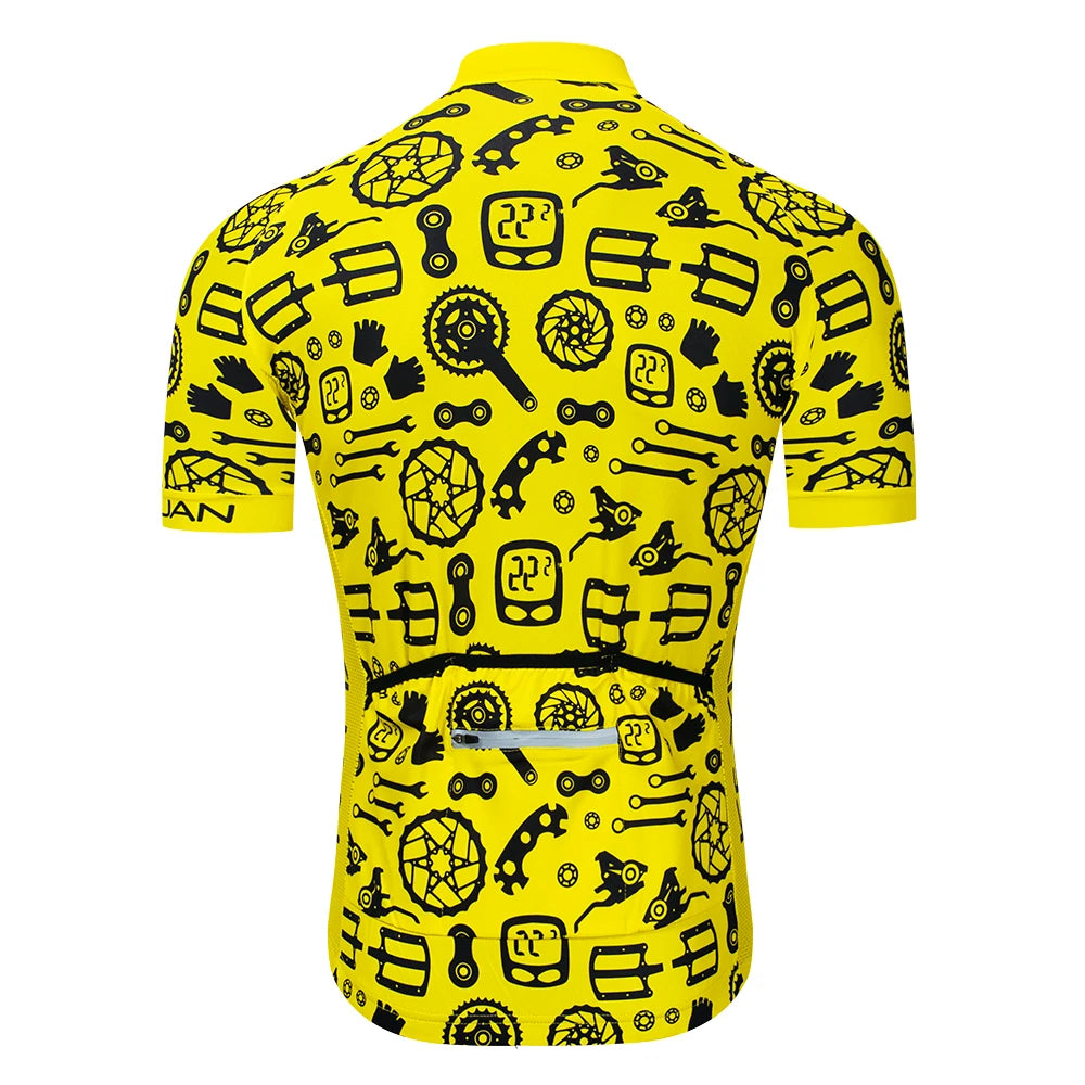 Keyiyuan Men's Cycling Jersey Yellow Short Sleeve Top