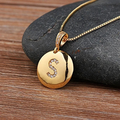 Nidin Top Quality Women Girls Initial Letter Necklace 26 A-Z Charm Neck Pendants Copper CZ Jewelry Personal Gifts Wholesale