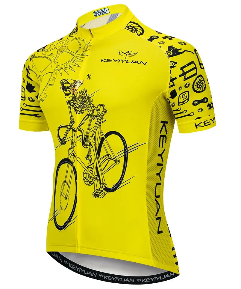 Keyiyuan Men's Cycling Jersey Yellow Short Sleeve Top