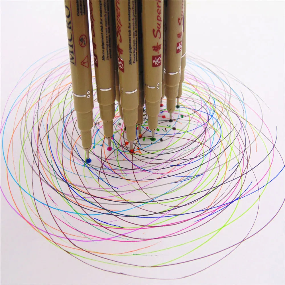High quality 05 Colors  ink pen Student school Office drawing  Micro line fine pens Sketch Manga Art Markers pen